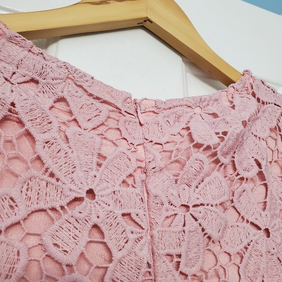 Pink lace dress with 3/4 length sleeves - Picture 4 of 4